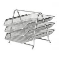 Mesh Front Load 3-Tier Letter Tray (Silver)