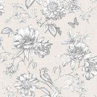 menagerie cream white floral embossed wallpaper
