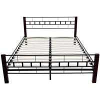 Metal Bed 180 x 200 cm with Wooden Leg