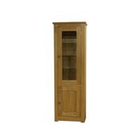 messina oak glazed single display cabinet