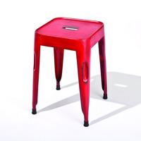 Melange Stackable Metal Stool In Red