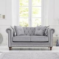 Mentor Fabric 2 Seater Sofa In Grey With Dark Ash Legs