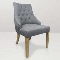 Melanie Dining Chair In Grey Fabric With Wooden Legs
