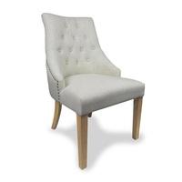 Melanie Dining Chair In Natural Fabric With Wooden Legs