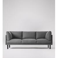 merano three seater sofa in light grey soft wool black birch feet