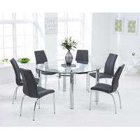 Melbourne 145cm Round Glass Extending Dining Table with Cavello Chairs