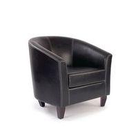 METRO BROWN LEATHER EFFECT -TUB ARMCHAIR