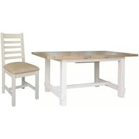 Melton Reclaimed Pine Dining Set - Small Extending with 6 Fabric Seat Dining Chairs