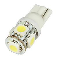 Media T10 2W 50LM 5-SMD LED Car White Light Bulbs - Pair (DC 12V)-LEDD004T10A5S1