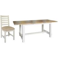 melton reclaimed pine dining set large extending with 6 fabric seat di ...