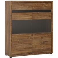 Messina Dark Oak and Chocolate Glazed Display Cabinet - Medium Height 2 Drawer 2 Door