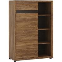 Messina Dark Oak and Chocolate Cupboard and Bookcase - 1 Door 1 Drawer