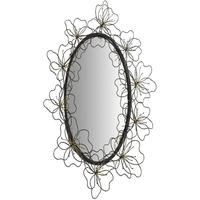 Metal Flowers Oval Wall Mirror