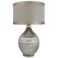 Mercury Glass Dimple Table Lamp with A Beige Linen Shade