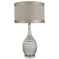 Mercury Small Glass Dimple Table Lamp withBeige Linen Shade