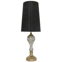 Mercury Silver and Gold Ripple Table Lamp with Black and Gold Cone Shade