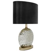 Mercury Gold Honeycomb Glass Oval Lamp with Black and Gold Oval Shade