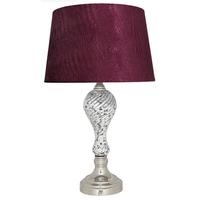 Mercury Silver Ripple Table Lamp with Red Crocodile Empire Shade