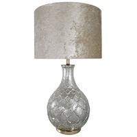 Mercury Silver Patterned Round Lamp with Champagne Shade