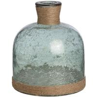 Metallic Teal Glass Domed Vase with Natural Rope