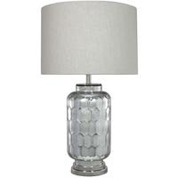 Mersin Chrome Glass Large Table Lamp with Black Linen Shade