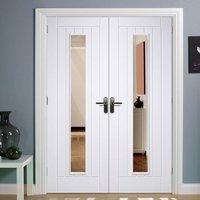 Mexicano White Primed Door Pair with Clear Safety Glass
