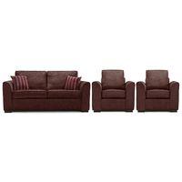 Medina Fabric 3 Seater Sofa and 2 Armchair Suite Chocolate