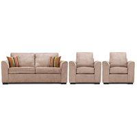 Medina Fabric 3 Seater Sofa and 2 Armchair Suite Mink