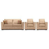 Medina Fabric 3 Seater Sofa and 2 Armchair Suite Caramel