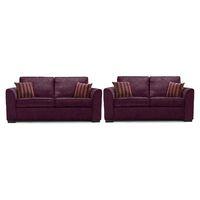 Medina Fabric 3 and 2 Seater Sofa Suite Aubergine