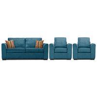 Medina Fabric 3 Seater Sofa and 2 Armchair Suite Teal