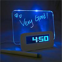 Message Board Blue Light Digital Alarm Clock with 4 USB Port Hub (USB)