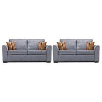 Medina Fabric 3 and 2 Seater Sofa Suite Silver