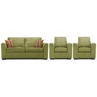 Medina Fabric 3 Seater Sofa and 2 Armchair Suite Olive