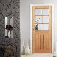 mexicano oak 6 light door with bevelled clear safety glass