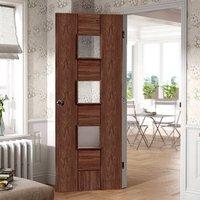 Messina Walnut Flush Door with Clear Glass, Prefinished
