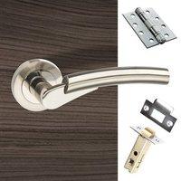 Messina Mediterranean Fire Lever on Rose - Satin Nickel Handle Pack