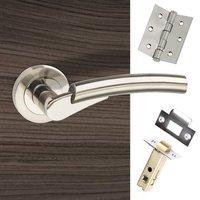 Messina Mediterranean Lever on Rose - Satin Nickel Handle Pack