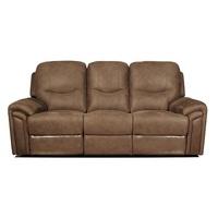 Medina Recliner 3 Seater Sofa In Light Brown Leather Look Fabric
