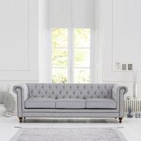 Mentor Fabric 3 Seater Sofa In Grey With Dark Ash Legs