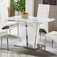 Memphis Glass Dining Table Small In White Gloss And Chrome Base