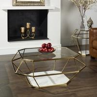 Merin Glass Coffee Table In Clear With Gold Frame