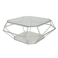Merin Glass Coffee Table With Polished Stainless Steel Frame