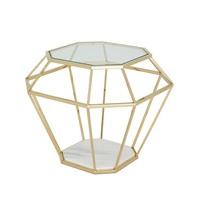 Merin Lamp Table In Clear Glass With Gold Frame