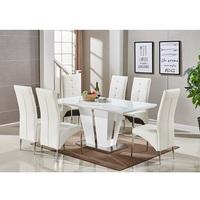 Memphis Glass Dining Table In White Gloss With 6 Dining Chairs