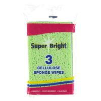 Mega Value Superbright 3 Pack Cellulose Sponge Wipes