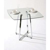 Melito Square Glass Dining Table In Clear With Chrome Base