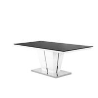 Memphis Glass Dining Table In High Gloss With Chrome Base