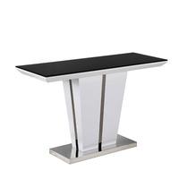 Memphis Console Table With Black Glass Top And White Gloss Base