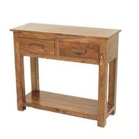 Merino Wooden Console Table In Shesham And Gloss Touch